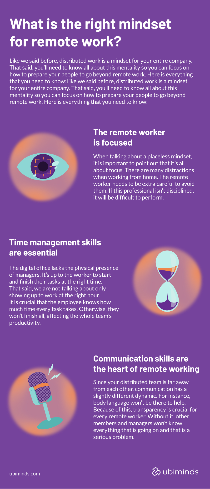 Infographo about the right mindset for remote work